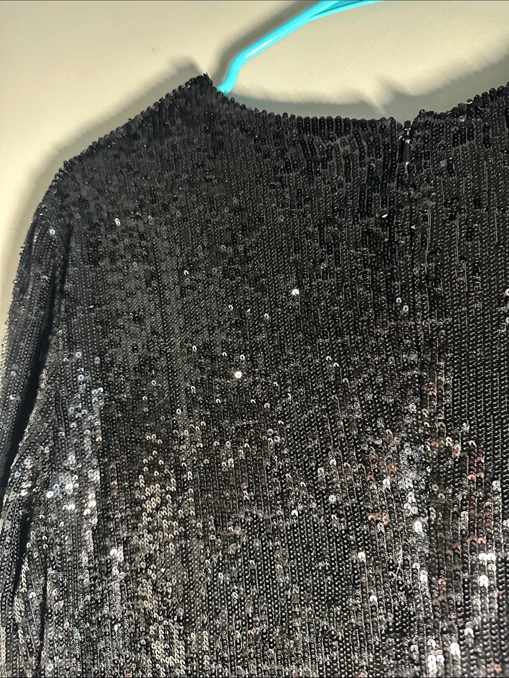 Tory Burch Black Sequin Top with Orange Logo Tag
